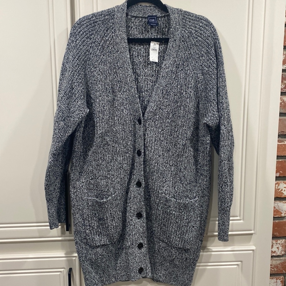 NWT gap black long sweater cardigan womens L